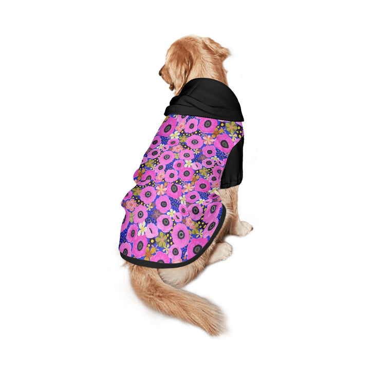 Vibrant Pink Spring Pattern - Large Dog Hoodie Pet Clothes