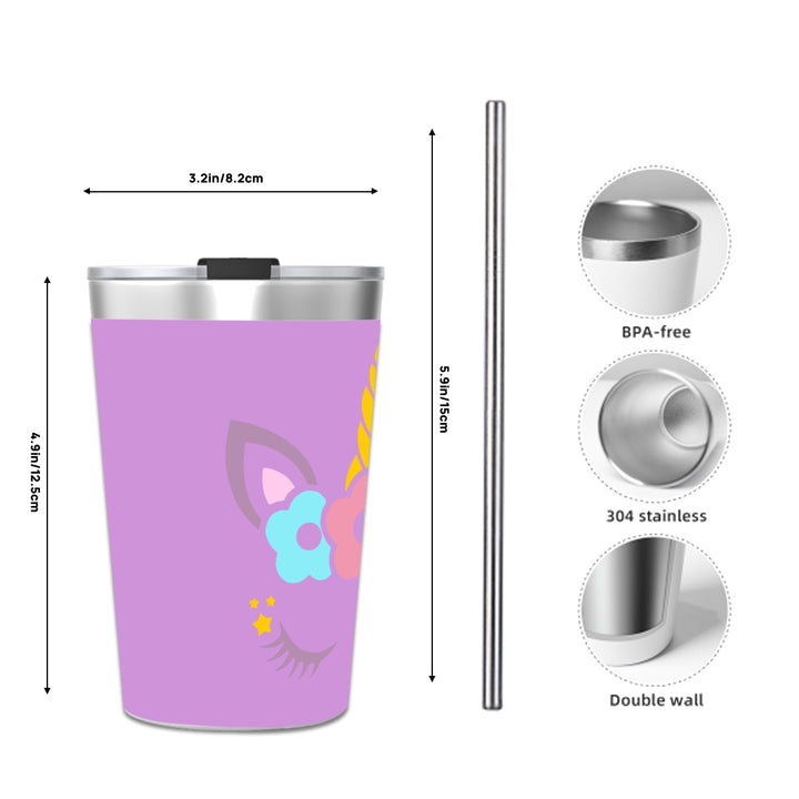 Unicorn - Stainless Steel Water Bottle With Straw
