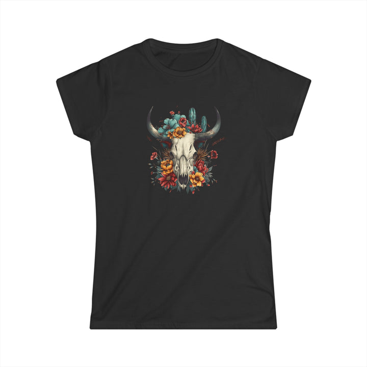 Bright And Flowery Skull - Women's Softstyle Tee