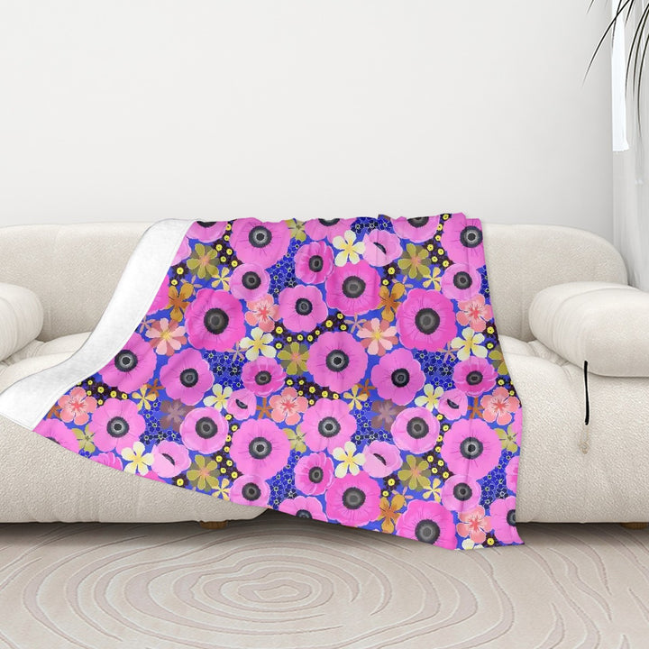 Vibrant Pink Spring Pattern - Sofa Blanket