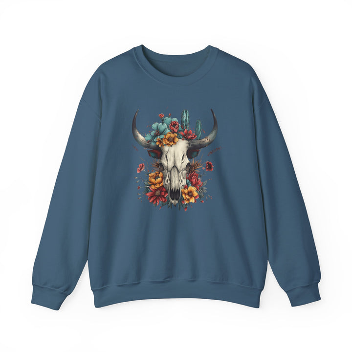 Bright And Flowery Skull - Unisex Heavy Blend™ Crewneck Sweatshirt