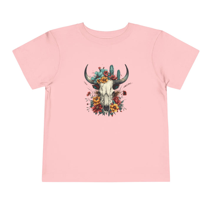 Bright And Flowery Skull - Toddler Short Sleeve Tee