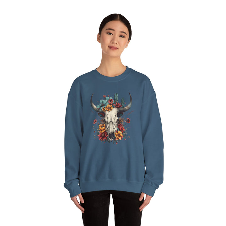 Bright And Flowery Skull - Unisex Heavy Blend™ Crewneck Sweatshirt