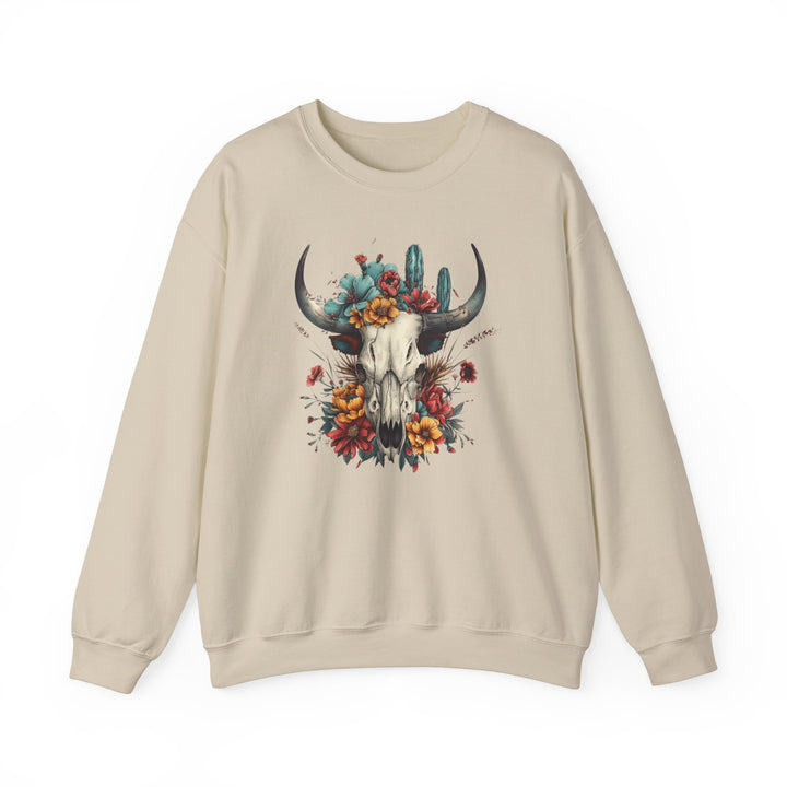 Bright And Flowery Skull - Unisex Heavy Blend™ Crewneck Sweatshirt