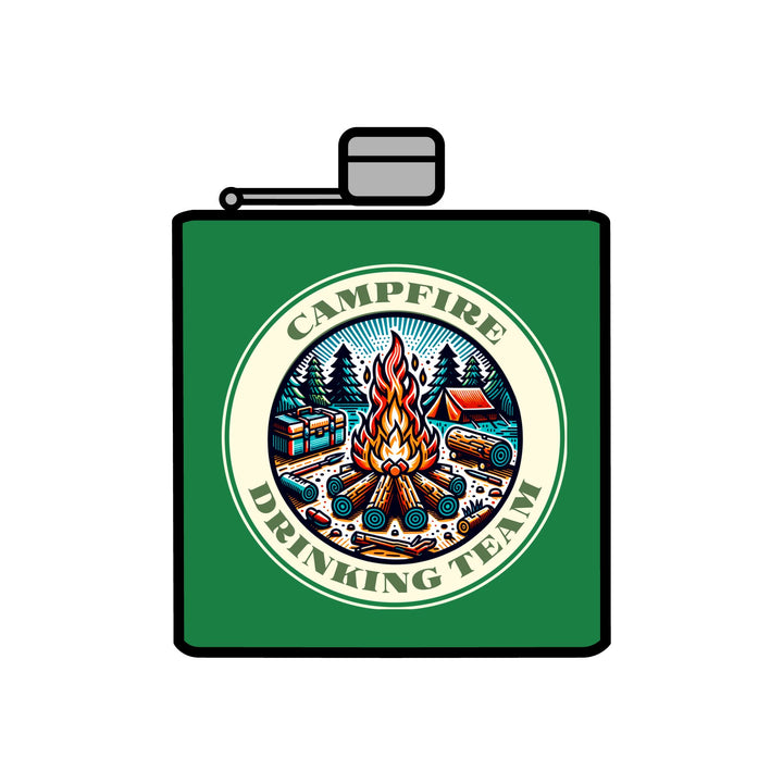 Campfire Drinking Team - Stainless Steel Flask, 6oz