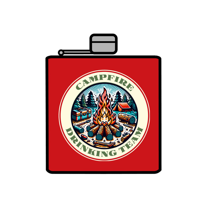 Campfire Drinking Team - Stainless Steel Flask, 6oz