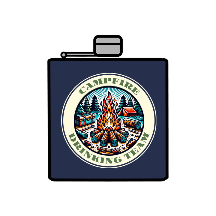 Campfire Drinking Team - Stainless Steel Flask, 6oz