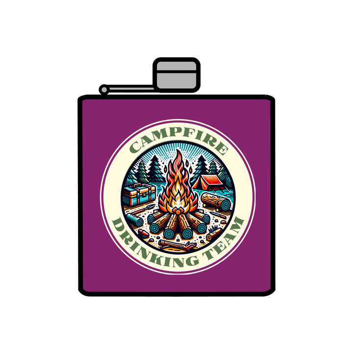 Campfire Drinking Team - Stainless Steel Flask, 6oz