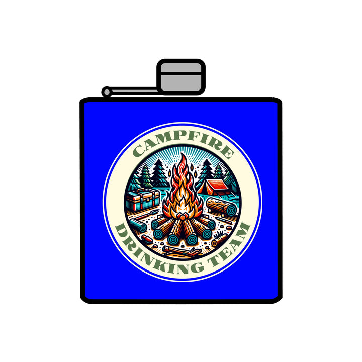 Campfire Drinking Team - Stainless Steel Flask, 6oz