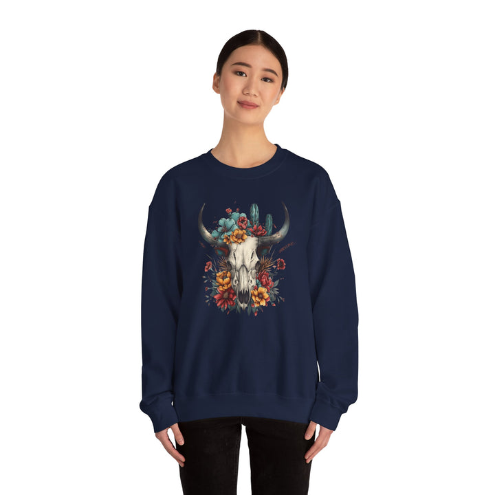 Bright And Flowery Skull - Unisex Heavy Blend™ Crewneck Sweatshirt
