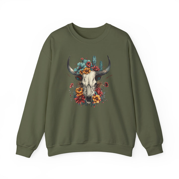 Bright And Flowery Skull - Unisex Heavy Blend™ Crewneck Sweatshirt