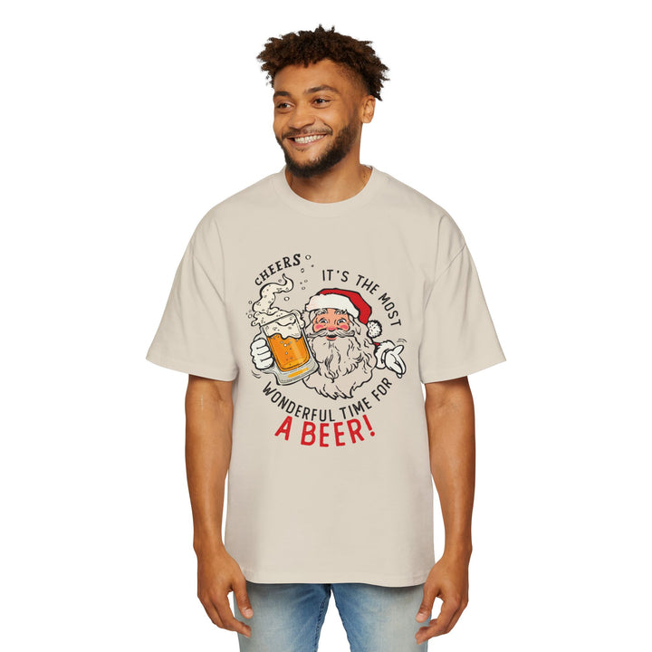 Beer Santa - Men's Heavy Oversized Tee