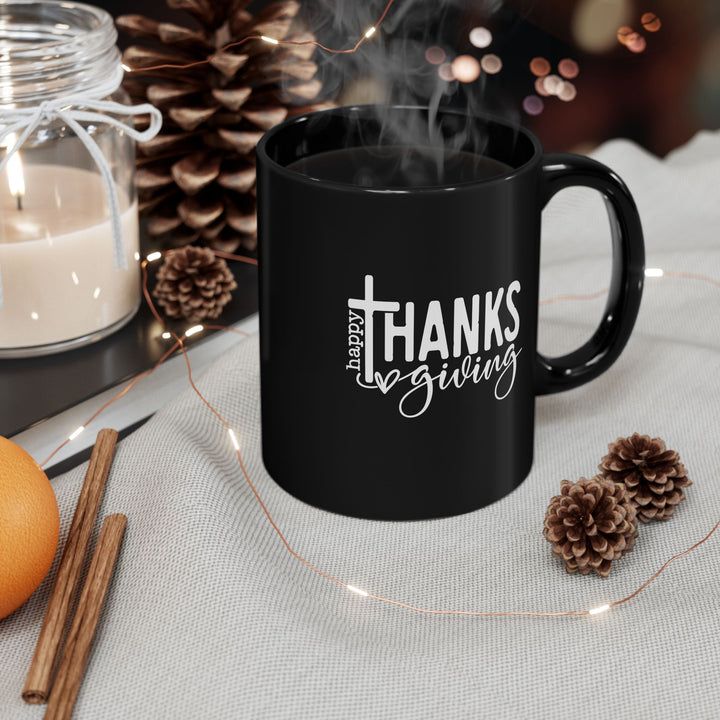 Thanksgiving Cross - Black Mug (11oz, 15oz)