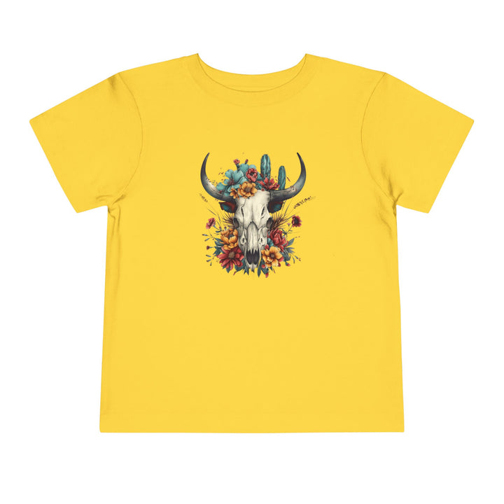 Bright And Flowery Skull - Toddler Short Sleeve Tee