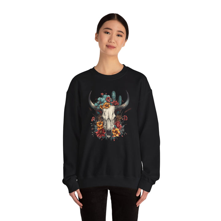 Bright And Flowery Skull - Unisex Heavy Blend™ Crewneck Sweatshirt