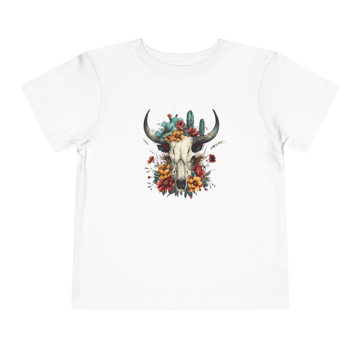 Bright And Flowery Skull - Toddler Short Sleeve Tee