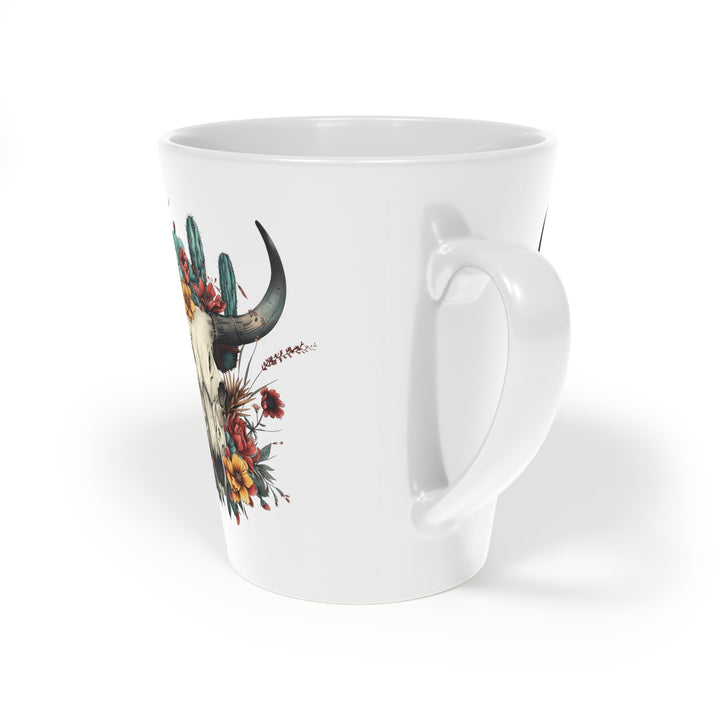 Bright And Flowery Skull - Latte Mug, 12oz