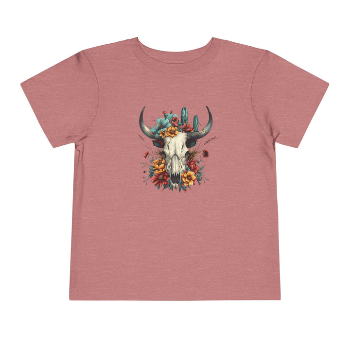 Bright And Flowery Skull - Toddler Short Sleeve Tee