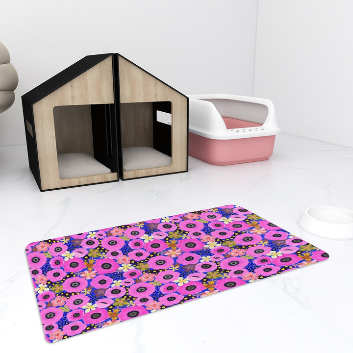 Vibrant Pink Spring Pattern - Pet Food Mat