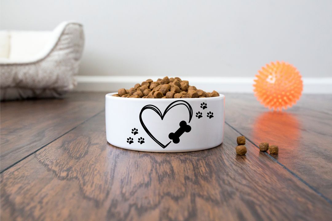Heart W/Dog Bone - Pet Bowls