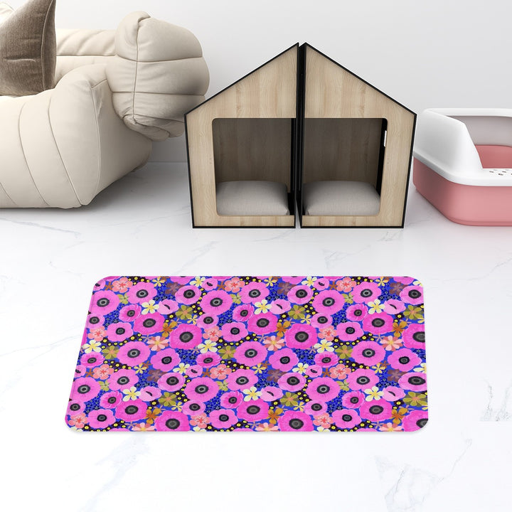 Vibrant Pink Spring Pattern - Pet Food Mat