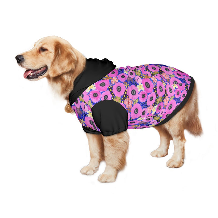 Vibrant Pink Spring Pattern - Large Dog Hoodie Pet Clothes