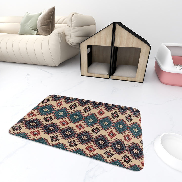 Tribal Indian Tan - Pet Food Mat
