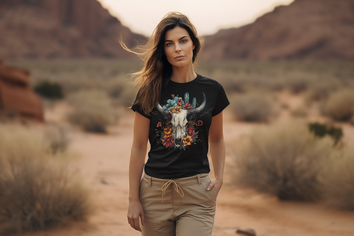 Bright And Flowery Skull - Women's Softstyle Tee