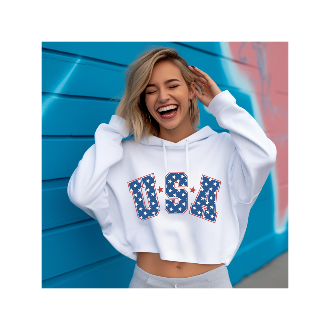 4th of July- Cropped Hoodie/Sweatshirt