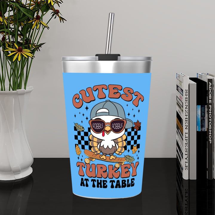 Cutest Turkey Boys - Stainless Steel Water Bottle With Straw