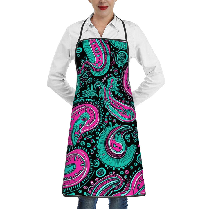 Pink And Teal Paisley - Adult Apron with Pockets