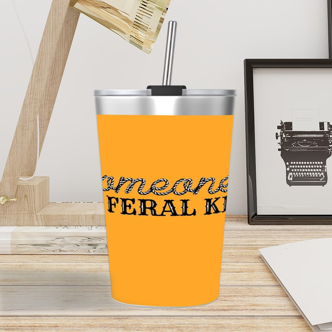 Someone's Feral Kid - Stainless Steel Water Bottle With Straw (12oz)