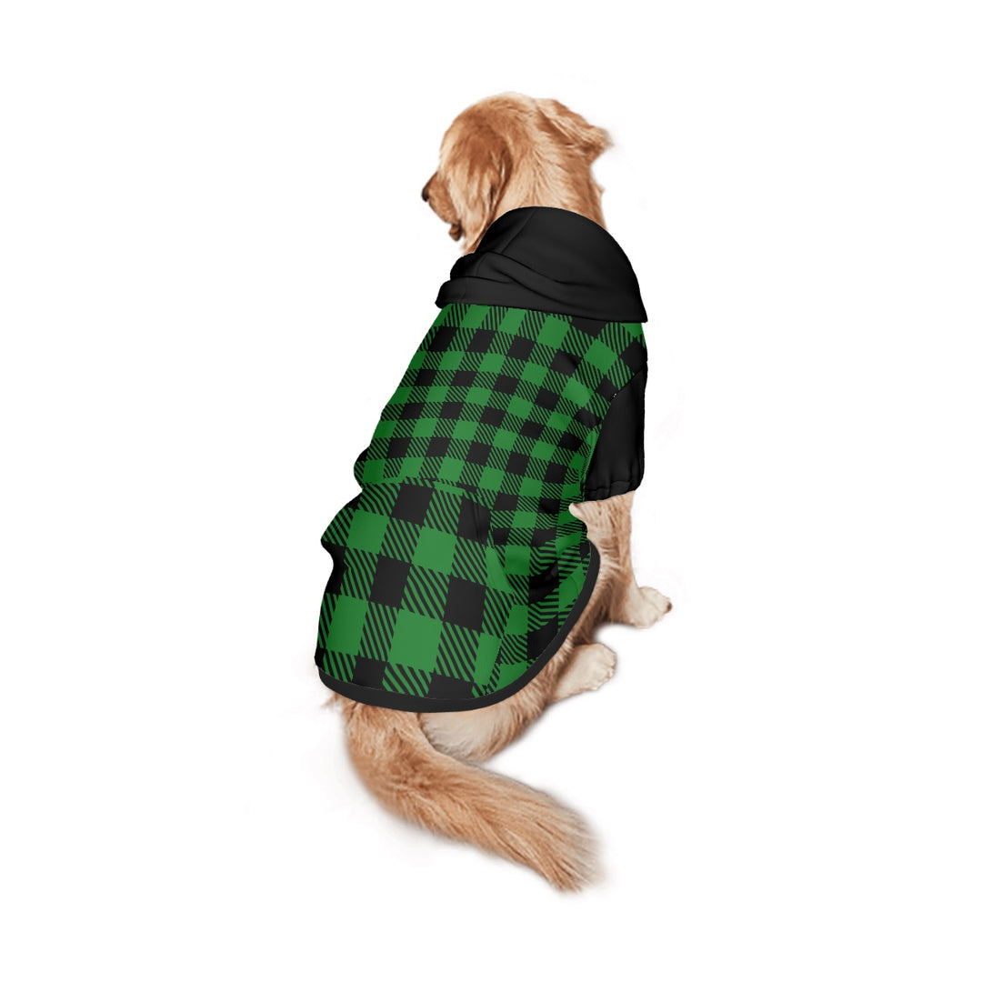 Green Plaid - Large Dog Hoodie Pet Clothes