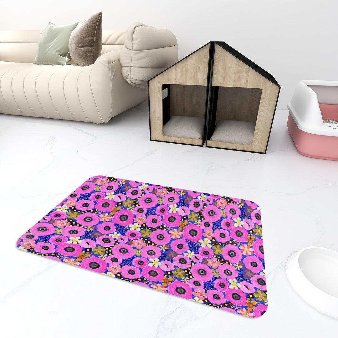 Vibrant Pink Spring Pattern - Pet Food Mat