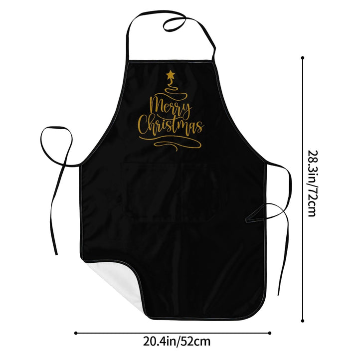 Merry Christmas Gold Tree - Adult Apron with Pockets