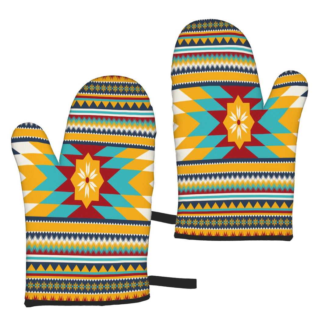 Gold Aztec - Oven Mitts Set of Two