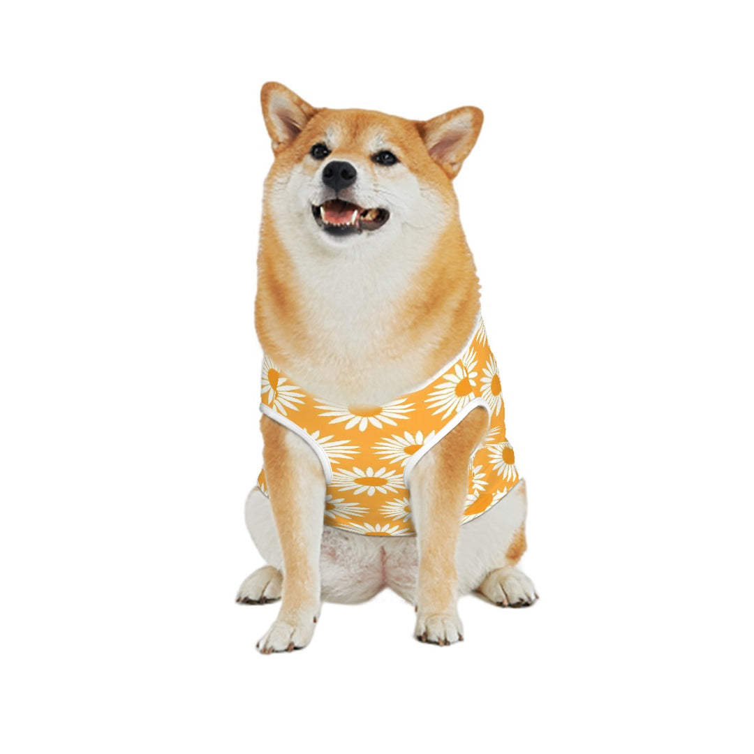 Yellow Sunflower Pattern - Cotton Dog Shirt