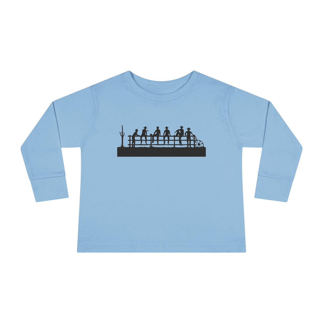 Cowboys On Fence Silhouette - Toddler Long Sleeve Tee