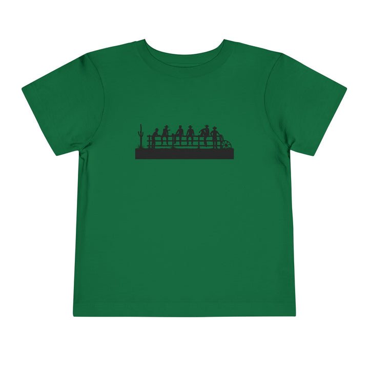 Cowboys On Fence Silhouette - Toddler Short Sleeve Tee