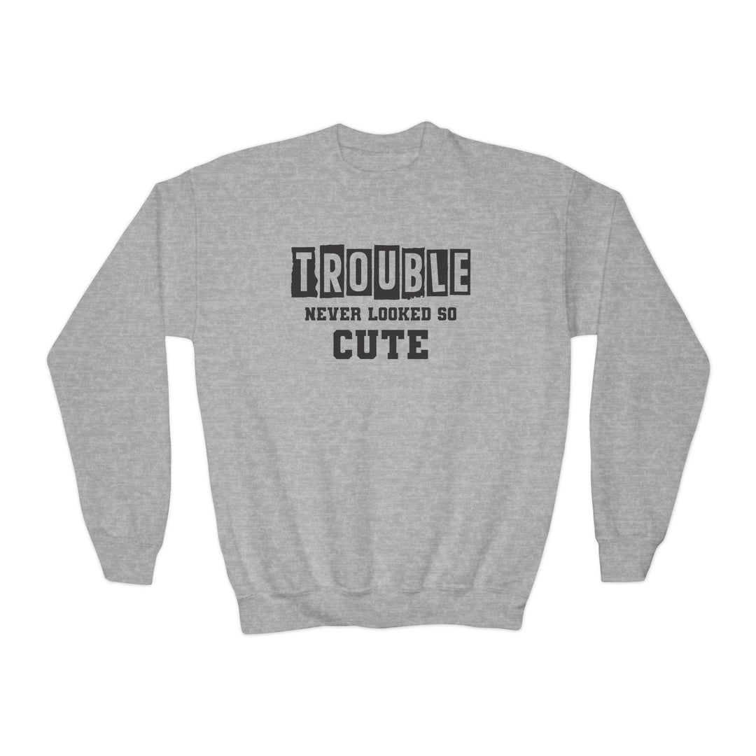 Trouble Never Looked So Cute - Youth Crewneck Sweatshirt