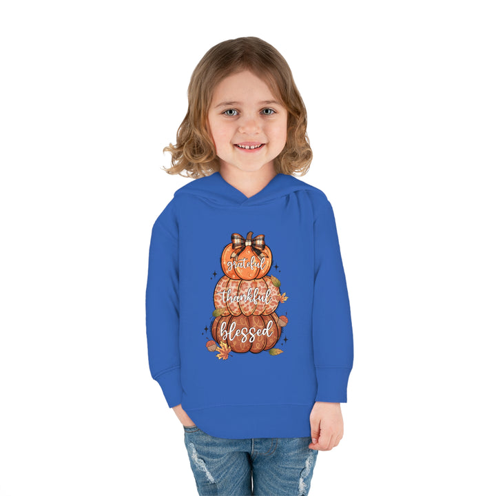 Grateful Thankful Blessed Pumpkins - Toddler Pullover Fleece Hoodie