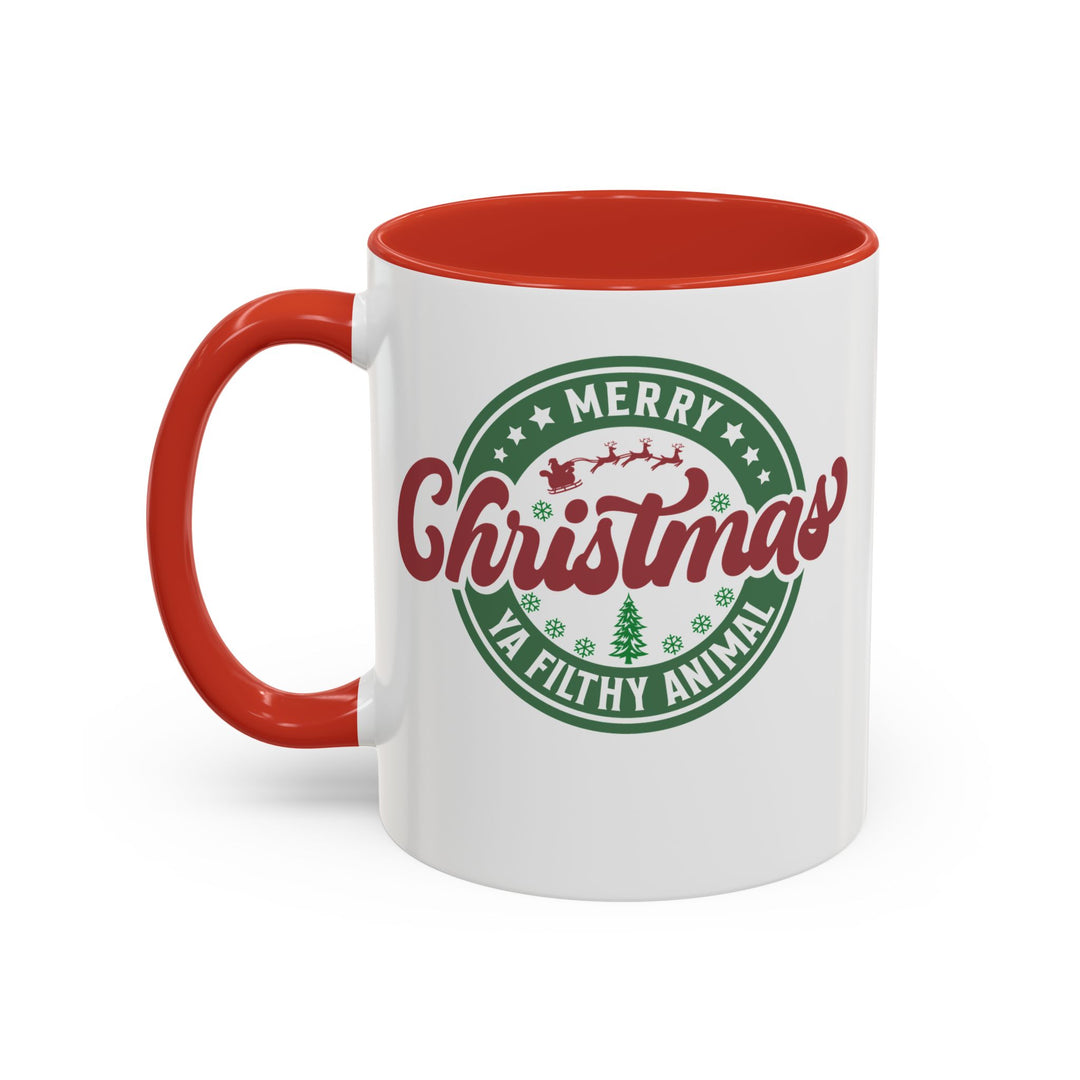 Merry Christmas Ya Filthy Animal - Accent Coffee Mug (11, 15oz)