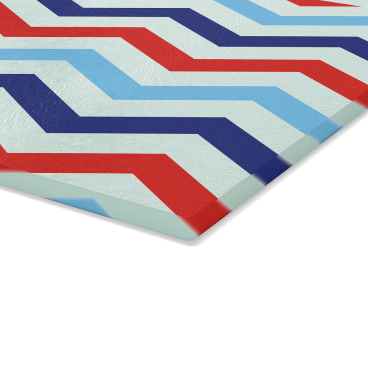 Patriotic Chevron - Glass Cutting Board