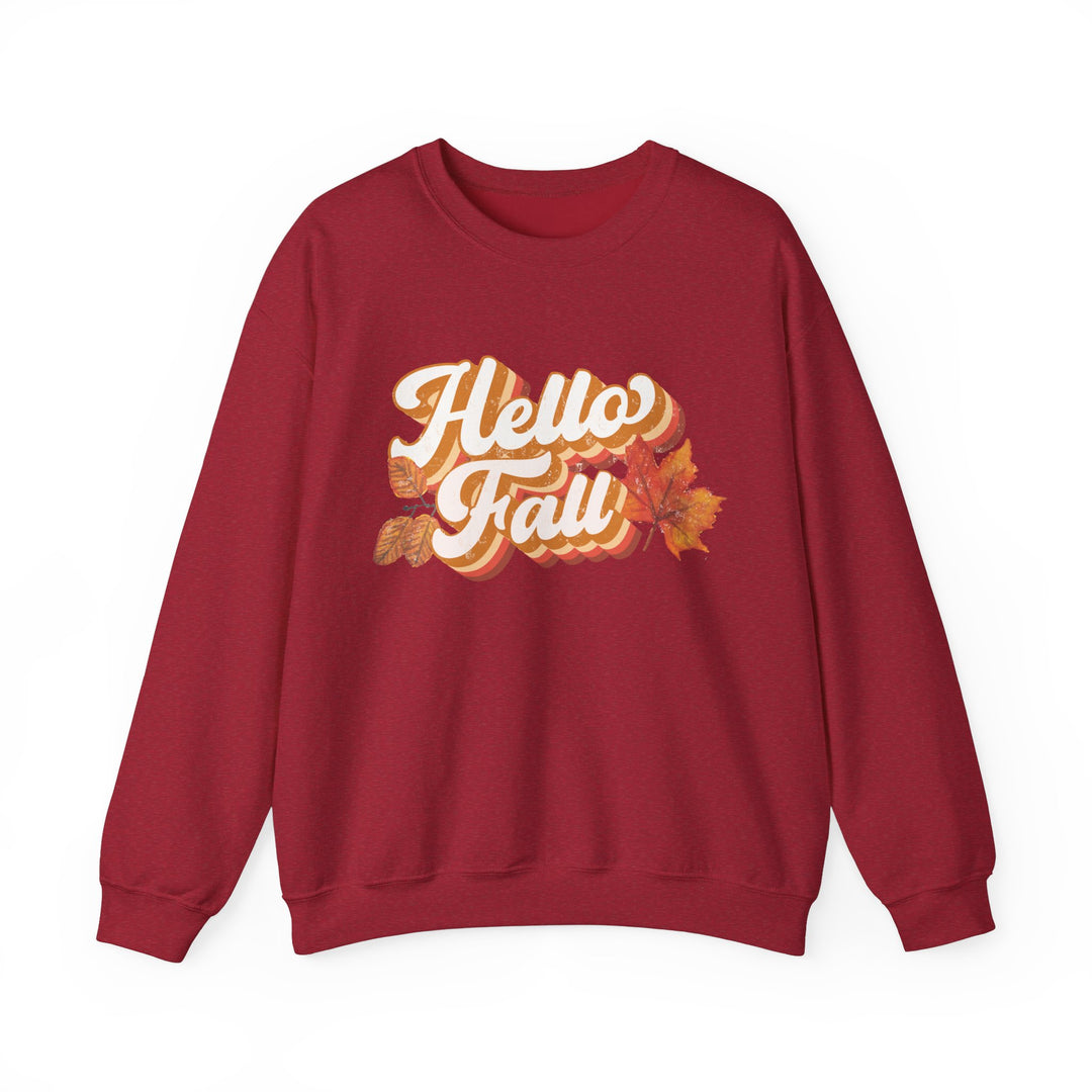 Retro Hello Fall - Unisex Heavy Blend™ Crewneck Sweatshirt