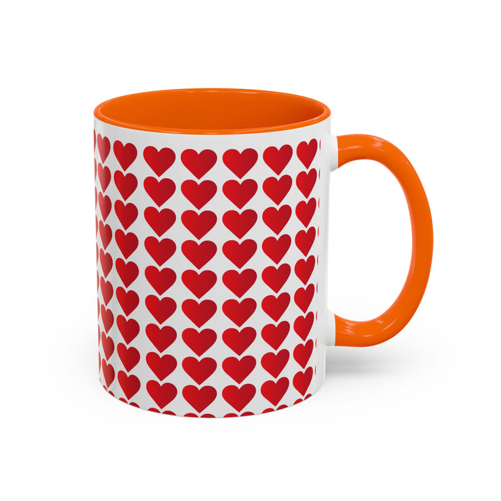 Red Valentine Hearts - Accent Coffee Mug (11, 15oz)