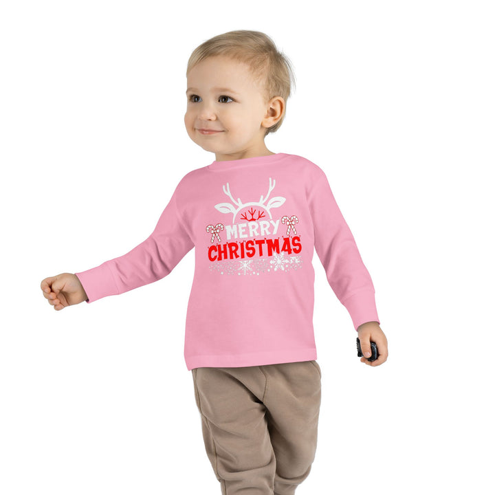 Merry Christmas Antlers - Toddler Long Sleeve Tee