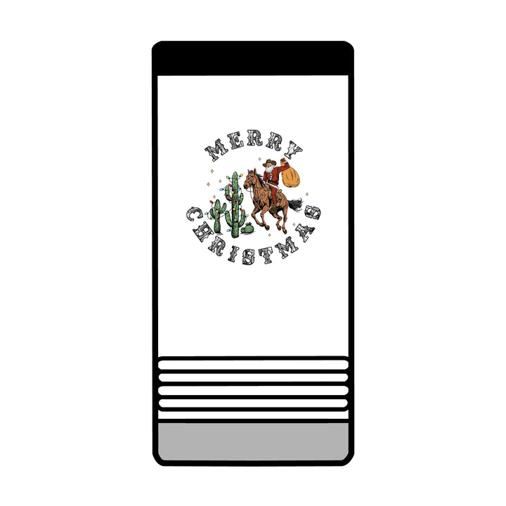 Merry Christmas Cowboy Santa - Slim Beverage Holder