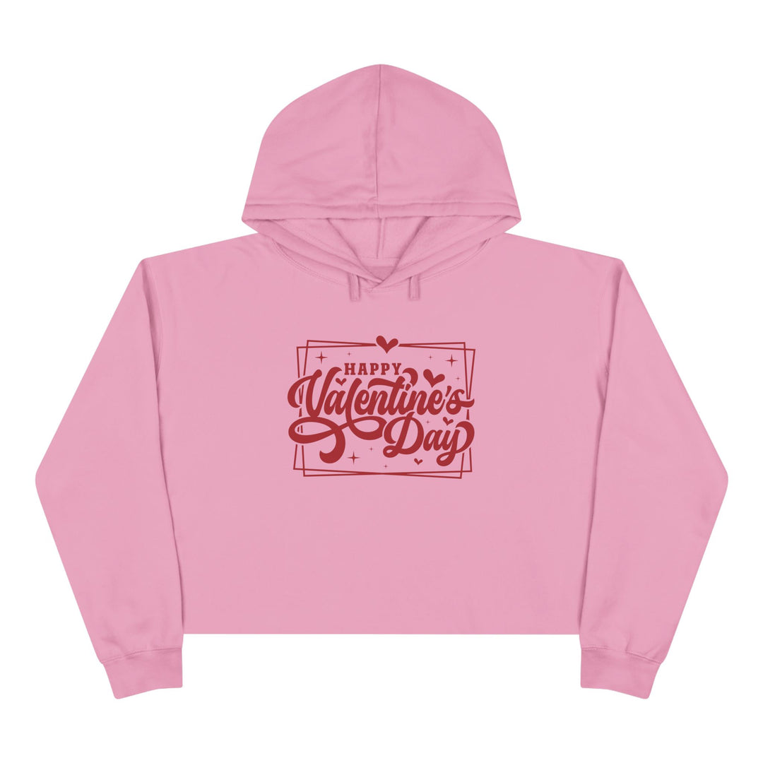 Happy Valentine's Day W/Hearts - Crop Hoodie