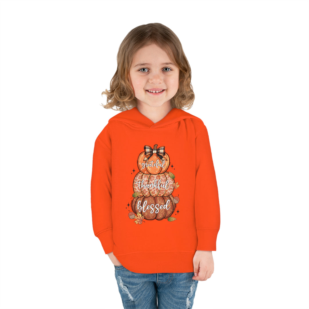 Grateful Thankful Blessed Pumpkins - Toddler Pullover Fleece Hoodie