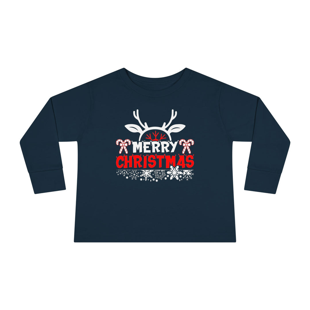 Merry Christmas Antlers - Toddler Long Sleeve Tee